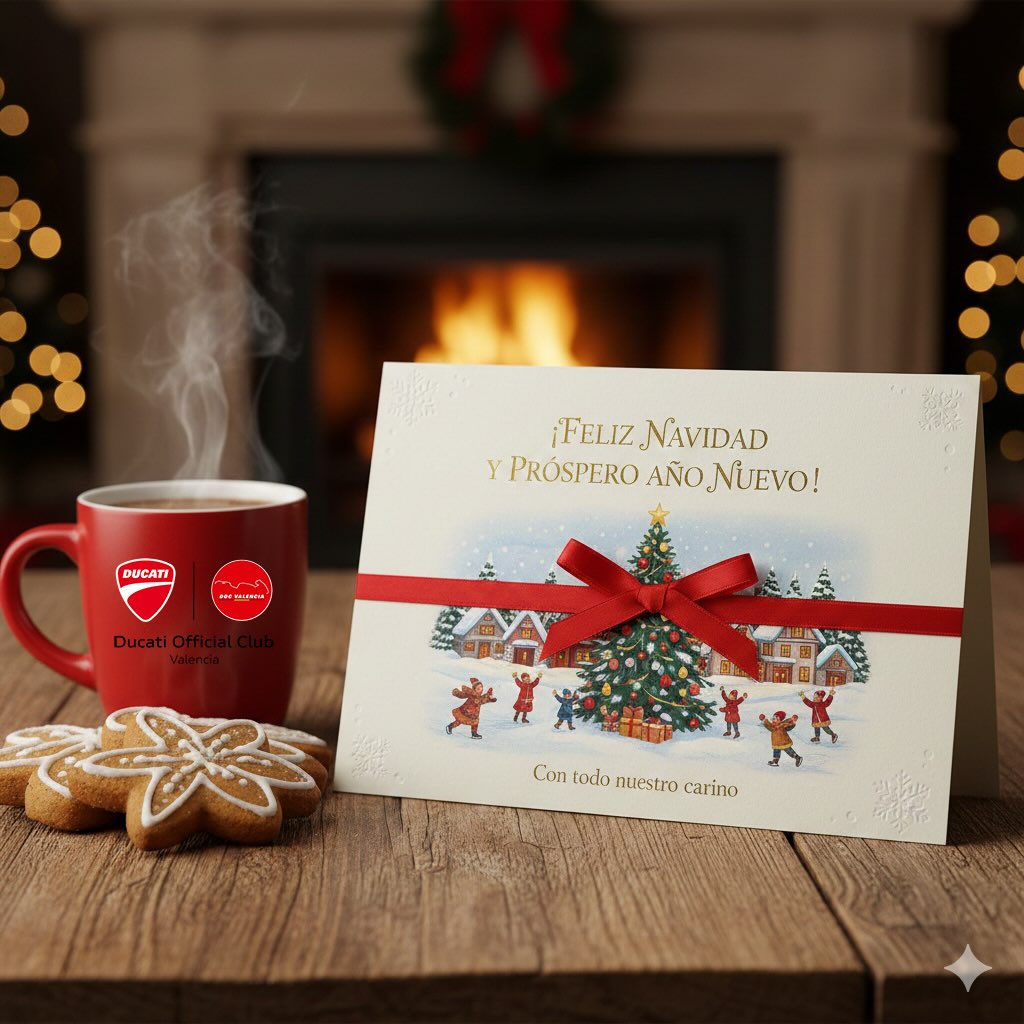 Queridos soci@s del Ducati Official Club Valencia,
En estas fechas tan especiales, queremos felicitaros por un año más lleno de pasión, kilómetros y camaradería. Que la Navidad os regale paz, alegría y momentos inolvidables junto a vuestras familias y seres queridos.
Y que el 2026 comience cargado de salud, prosperidad y, por supuesto, ¡ el inconfundible rugir de los Desmo!
Un fuerte abrazo y nuestros mejores deseos desde la Junta Directiva.
¡Feliz Navidad y Próspero Año Nuevo! @d.o.c.valencia @ducativalenciaoficial @ducati @ducatiesp #docvalencia #ducatiofficialclubvalencia #desmovalencia #feliznavidad #ducati